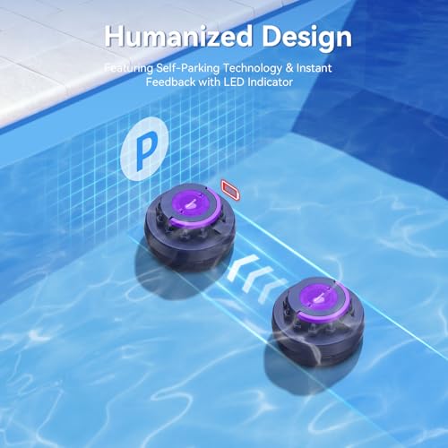 Image of Cordless Robotic Pool Vacuum with Dual high-Powerful Motors Provide Strong Suction, 100 Min Runtime, Self-Parking, Pool Cleaner Robot for Above /In-ground Flat Pool up to 960 Sq.ft