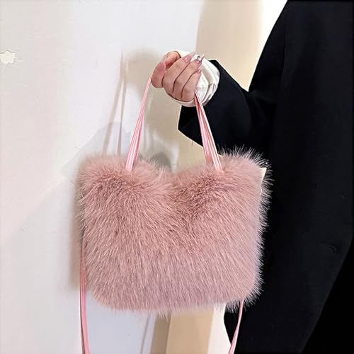 Naimo Furry Shoulder Bag Fluffy Crossbody Bag Plush Tote Bag Fuzzy Purse Y2K Faux Fur Handbag for Women4