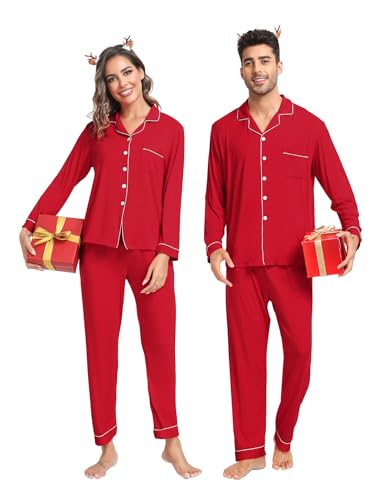 Christmas Family Matching Pajamas Set Couples Button Down Sleepwear Loungewear Long Sleeve Plaid Pjs Lounge Set