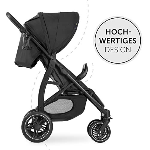 hauck Rapid 4D, Schwarz - Kinderbuggy mit Liegefunktion ab Geburt bis 22 kg - UV Schutz 50+ - Klein Zusammenklappbar - Höhenverstellbarer Schieber mit Getränkehalter - Pannensichere Gummi Räder