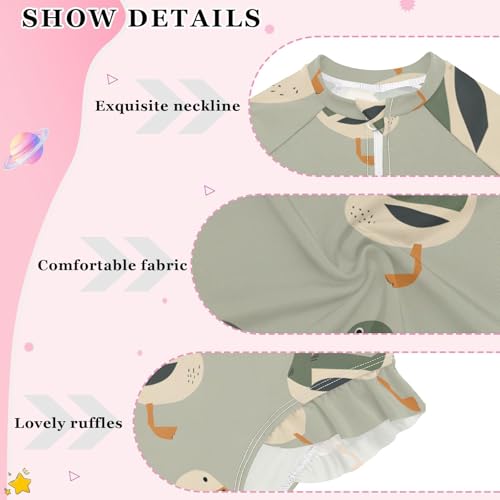 Girls One Piece Swimsuits Long Sleeve Swimsuit Zipper Bathing Suits Duck Farm Grey3