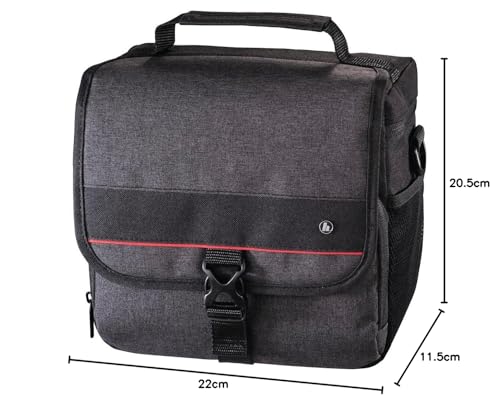 Hama Kameratasche „Valletta“ f&uuml;r Digitalkamera (Fototasche f&uuml;r Fotokamera und Videokamera, mit G&uuml;rtelschlaufe, Zubeh&ouml;rf&auml;chern und Inneneinteilung, Umh&auml;ngetasche, 22 x 11,5 x 20,5 cm) schwarz