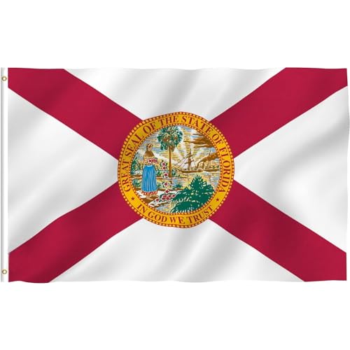 Roll Maven 1 Piece 3x5 Foot Florida Flag | Vivid Color and Fade Proof - Canvas Header and Double Stitched | Lightweight Duty Outdoor Polyester FL State Flags with Brass Grommets (3 x 5 Ft)