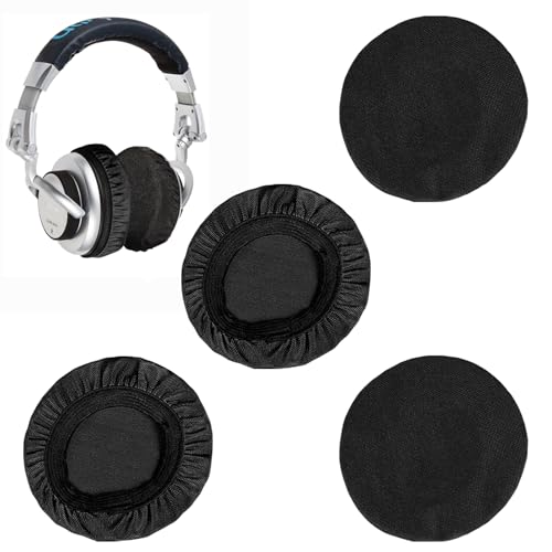 Housse Casque Audio, Lot de 2 Paires de Coussinet Casque lavables Extensibles en Tissu Noir pour...
