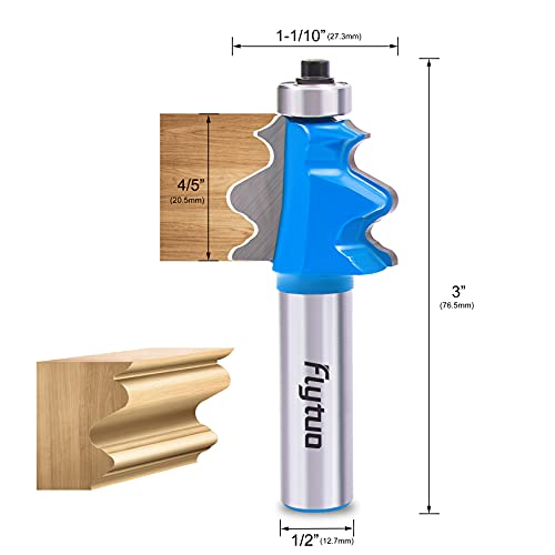 Image of 3PCS Architectural Molding Router Bit Set, 1 /2 inch Shank, Corner Rounding & Edge-Forming for Woodworking Milling