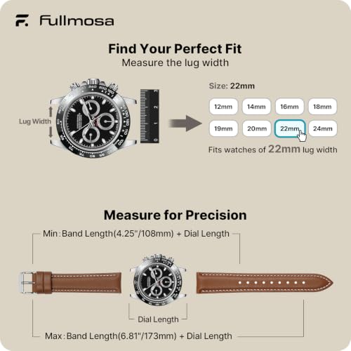 Image of Fullmosa 22mm Quick Release Leather Watch Band for Garmin Samsung Galaxy | Strap for Garmin Vivoactive 4 45mm,Garmin Venu 4(45mm) /Venu 3 /Venu 2,Samsung Galaxy Women Men, Brown&Silver Buckle