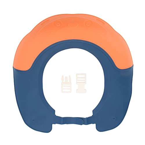 Protector de pelo para lavado de niños, impermeable, de silicona, elástico, con ala ancha, protector de ducha ajustable para bebés para niños pequeños que se bañan, circunferencia (naranja azul)