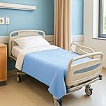 Interweave Healthcare Blue Hospital Thermal Throw Blanket, No Fluff Transfer, Flame Retardant & Comfortable, Lightweight Yet Warm