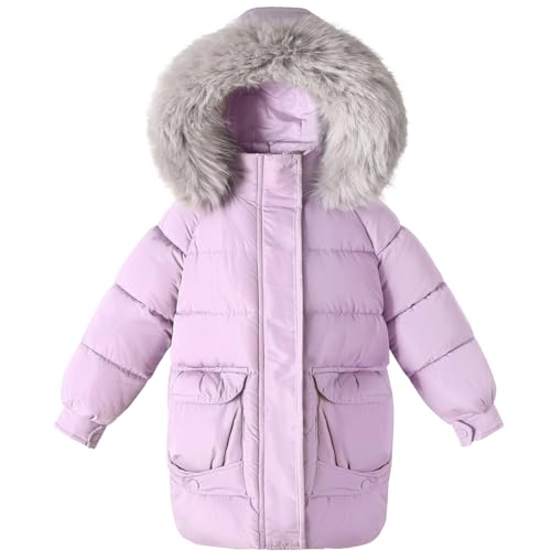 Little Girls Long Coats Winter Puffer Jackets with Hood Parka Waterproof Clothes