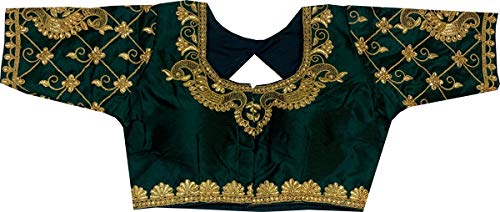 REKHA Blouse Saree Designer Party Wear Readymade Blouse Saree Woman Designer Indian Style Padded Blouse for Saree Crop Top New 05 Green