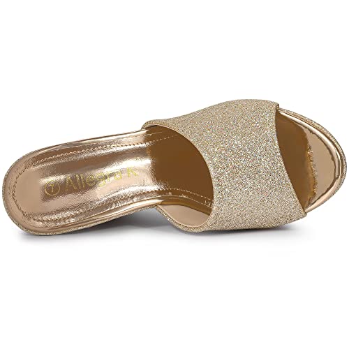 Allegra K Women's Glitter Platform Slip on Wedge Heels Sandals4