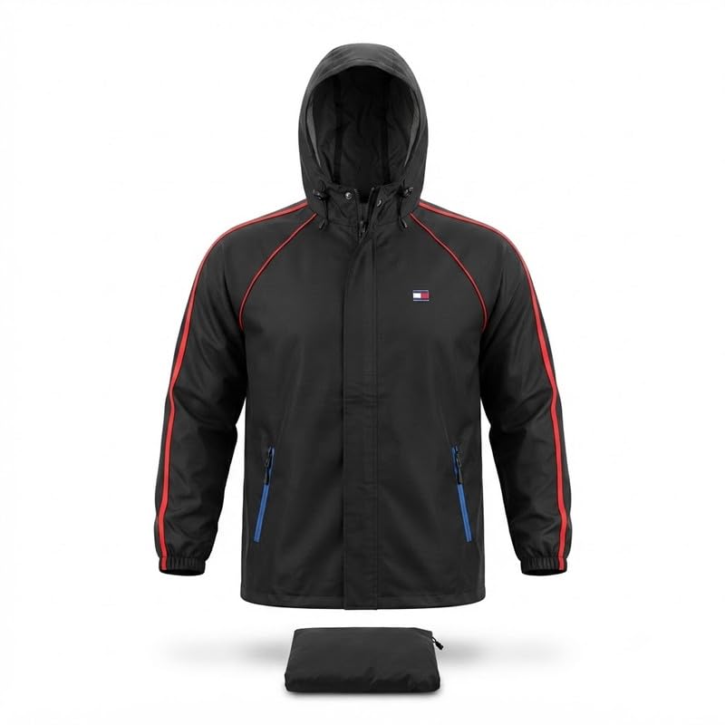 elevea 𝟏 𝐘𝐞𝐚𝐫 𝐖𝐚𝐫𝐫𝐚𝐧𝐭𝐲 Waterproof Hooded Rain Jacket and Pant Set, Heavy Duty Breathable Polyester Rain Suit for Men & Women, Windproof Reusable Rainwear for Motorcycle Riding-picture-3