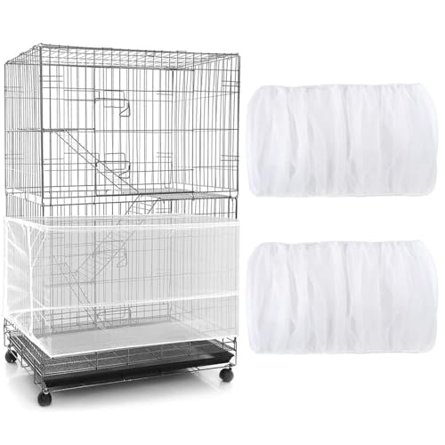 PLABBDPL Cubierta de jaula,2 pcs Cubiertas universales de jaula, cubierta de malla, para loros ajustable, malla de nylon suave, para jaulas, Blanco