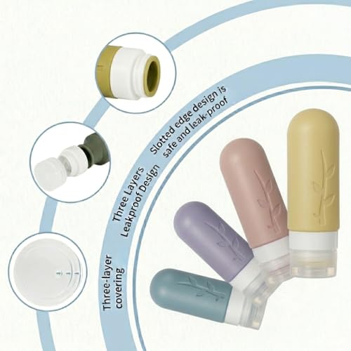 Image of DEPOZA Travel Bottles Kit (16 Pack) - TSA Approved, Leak Proof Silicone Squeezable Containers for Toiletries. Complete Set with Jars, Sprayers & Bag (Light Purple)