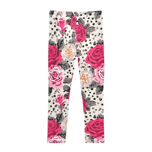 Kids High Waist Red Rose Leopard Leggings for Toddler Girls 4T 202b25522