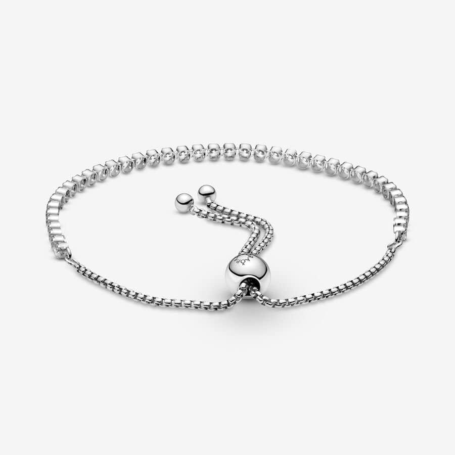 PANDORA Sparkling Slider Tennis Bracelet - Gift for Her - Sterling Silver with Cubic Zirconia - Gift for Her - With Gift Box - 9.1" - Image 3