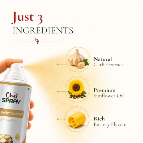 Image of ChefSpray Butter Garlic Oil Spray | Flavored Cooking Spray for Baking, Grilling & Frying | Nonstick, Mess-Free, Bag-on-Valve | Seasoning, Pan & Salad Use