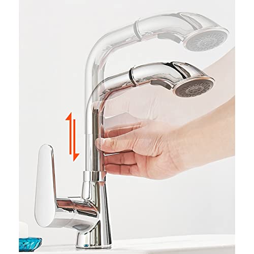 Robinet de lavabo pivotant et douchette rétractable contre les éclaboussures