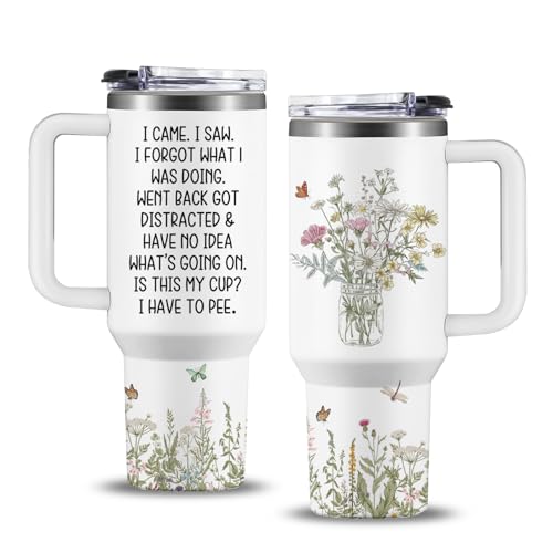 NIAXAUYT Funny Birthday Gifts for Women - I Came I Saw I Forgot Tumbler 40oz Gag Gifts Funny Adult...