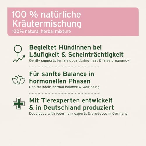 AniForte Hormon Balance Triebregulat für Hündinnen bei Läufigkeit & Scheinschwangerschaft 80 g – 100% natürliche Kräuter, unterstützt in hormonellen Phasen & Zyklus