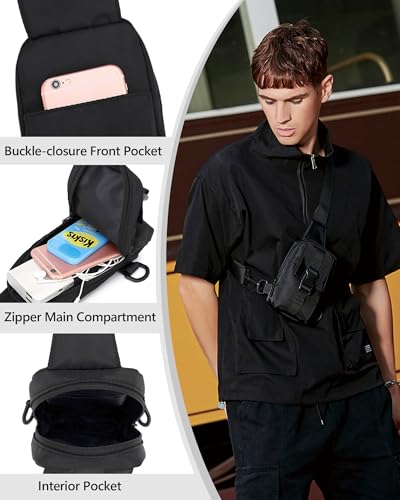 Peicees Small Sling Bag para Hombre, Bolso Táctico Impermeable miniatura 3