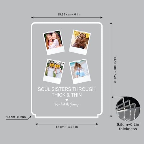 Image of Giftplease Customized LED Light Photo Frame for Friends | Personalized Lamp with Friendship Quote | Best Friend Gift for Birthday, Farewell, Friendship Day | Tabletop Frame 6x7.25 Inch FR 04�