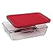 PYREX Containers Simply Store 6-cup Rectangular Glass Food Storage Red Plastic Covers ... (Pack of 4 Containers) Made in the USA