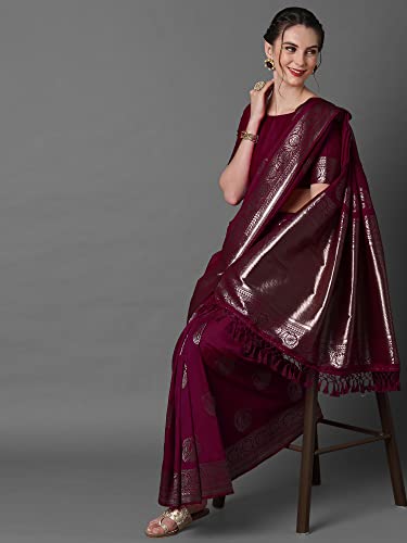 Image of AKHILAM Women's Silk Blend Woven Design Saree With Unstitched Blouse Piece(3PAKHI51 Parent)