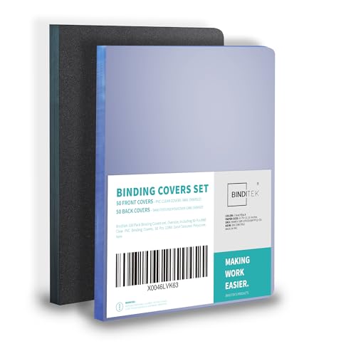 Image of Binditek 20 Mil Binding Covers, 8.5x11 Inches, Semi-Transparent, 50 Pack
