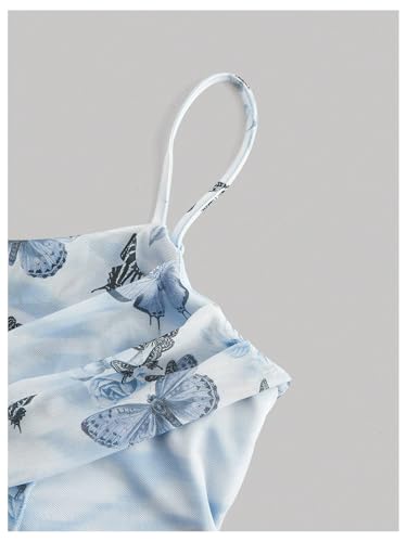 Image of Floerns Women's Butterfly Ruched Beach Summer Dress Asymmetrical Cami Short Dress