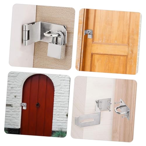 Image of 90Degree Stainless Steel Hasp Latch Padlock Gate Latch for Sliding Pushing Barn Doors Heavy Duty Design for Secure Locking Mechanism and Easy Installation