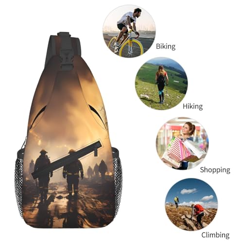 Mochila unisex de poliéster con estampado de bomberos miniatura 6