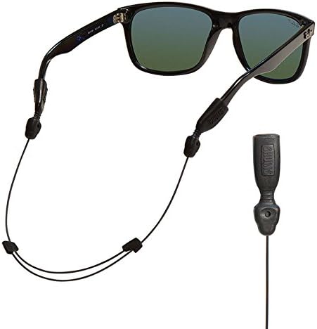 Chums Orbiter Adjustable Eyewear Retainer Wire Sunglass Strap | Thin Eyeglass and Sports Glasses Cable Holder Keeper Lanyard | 2pk Bundle + Cloth, Black