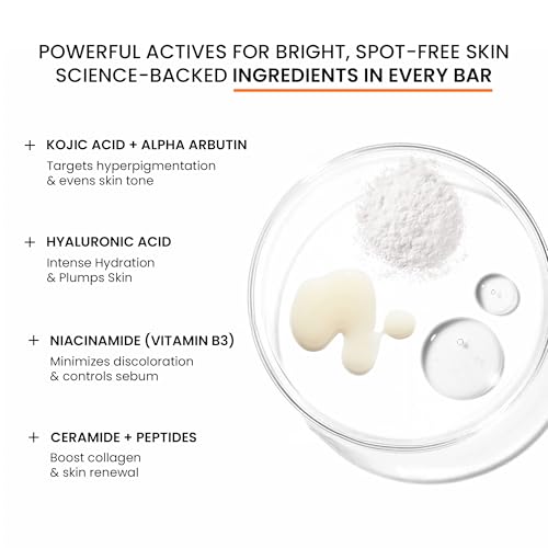 Image of WildOak Brightening & DeTan Body Soap | Pack of 1 x 3 pcs | Cold Pressed Premium Soap for Gentle Exfoliation, Dark Spots & Pigmentation Repair with Kojic Acid, Alpha Arbutin, Niacinamide & Vitamin C
