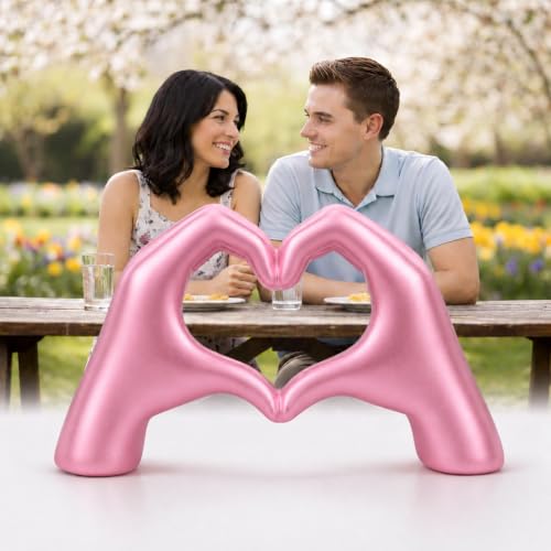 Escultura de manos en forma de corazón rosado perlado miniatura 6