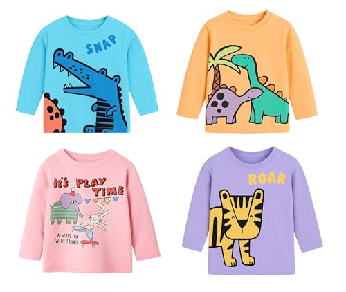 Image of Lush Plush Boys Cotton Full Sleeves Printed T-Shirt (Multicolor) Combo Pack