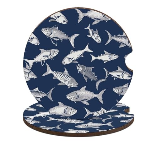 Posavasos para Portavasos de Coche, Patrón de Peces, 2 Unid. miniatura 1