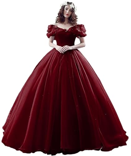 Image of Women's Off Shoulder Quinceanera Ball Gowns Masquerade Princess Long Prom Formal Evening Party Dress