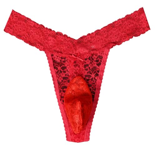 Mens Sissy Thong Underwear Panties, Sexy Lace Feminine Lingerie Clothes for Male Girly Femboy