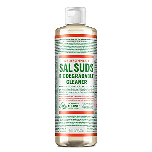 Dr. Bronner s - Sal Suds Biodegradable Cleaner (16 Ounce) - All-Purpose Cleaner, Pine Cleaner for Floors, Laundry and Dishes, Concentrated, Cuts Grease and Dirt, Powerful Cleaner, Gentle on Skin