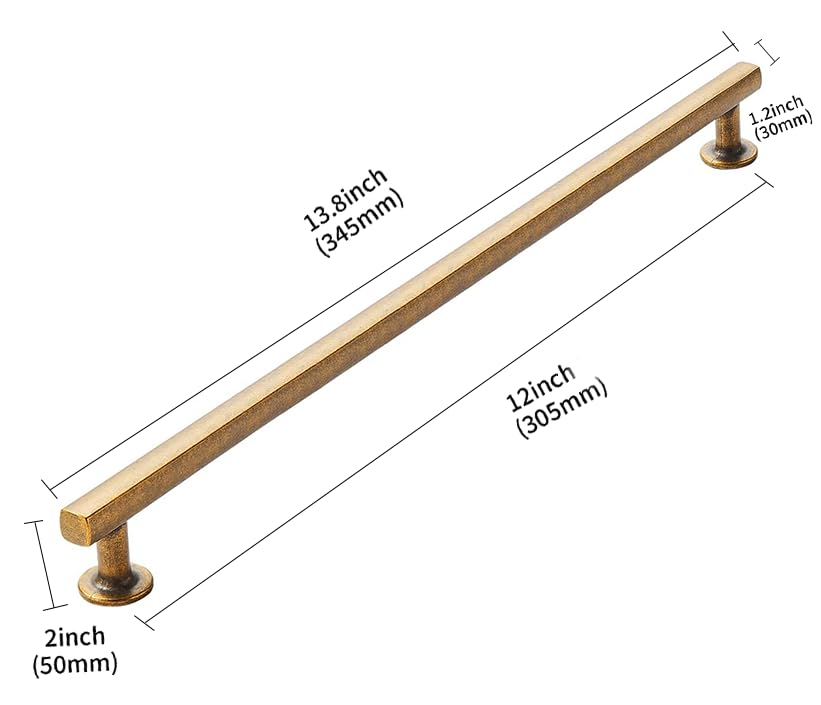 KHTUMEWARE-297 Antique Brass Appliance Pulls CTC 12 in (305 mm) in Antique Brass — KHTUMEWARE