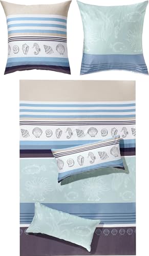 Erwin Müller Bettwäsche Mako-Satin blau Größe 1x 135x200 cm + 1x 40x80...