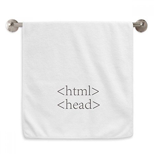 Serviette HTML de programmeur blanche 13x29 pouces en coton doux