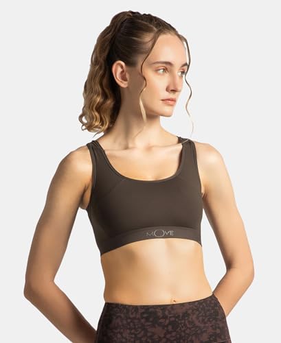 Image of Jockey AP20 Women Wirefree Padded Tactel Nylon Elastane Stretch Full Coverage Racerback Styling Active Sports Bra with StayFresh and StayDry Treatment
