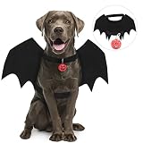 WHIPPY Dog Halloween Costume Black Dog Bat Winds Cosplay Dog Costume with Pumpkin Bell Puppy Pet Dre