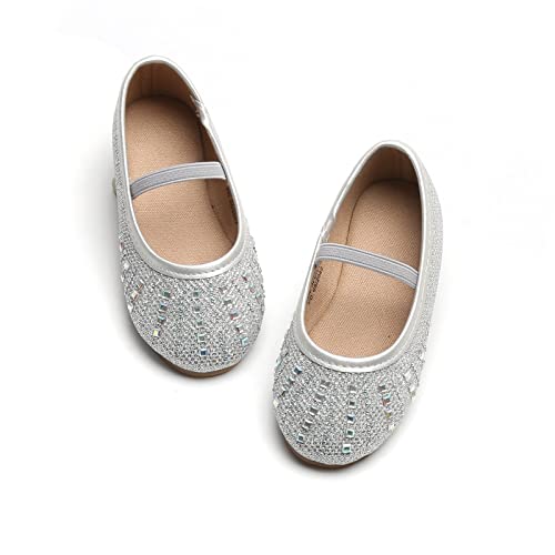 Estine Toddler Little Girls Dress Ballet Shoes-Baby Kids Princess Wedding Strap Mary Jane Flats(H22-Silver,9M) #TOP6