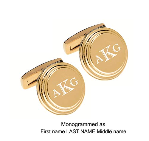 Mancuernillas doradas personalizadas para hombre miniatura 6