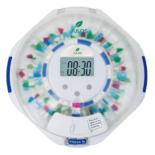JULOS 28-Day Automatic Pill Dispenser with Lock for Elderly, Electronic Medication Organizer with...