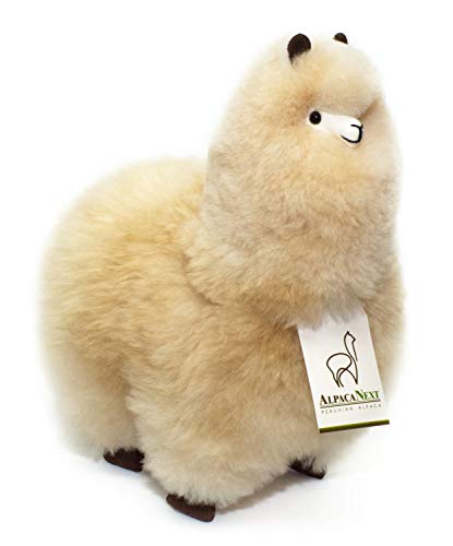 Baby Alpaca Fur Toy - Alpaca Figure - Soft and Cuddly Stuffed Animal - Toy of Natural Alpaca Wool (12 inches, Beige) Eco-Friendly Alpaca Plushie