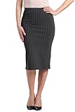 Fishers Finery Women's Ecofabric Ponte Stretch Long Pencil Skirt; Bodycon Slim Fit with Elastic Waist (Pinstripe, XS)